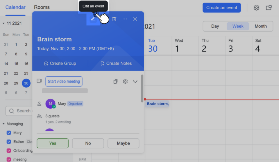 Change the time of an event or meeting